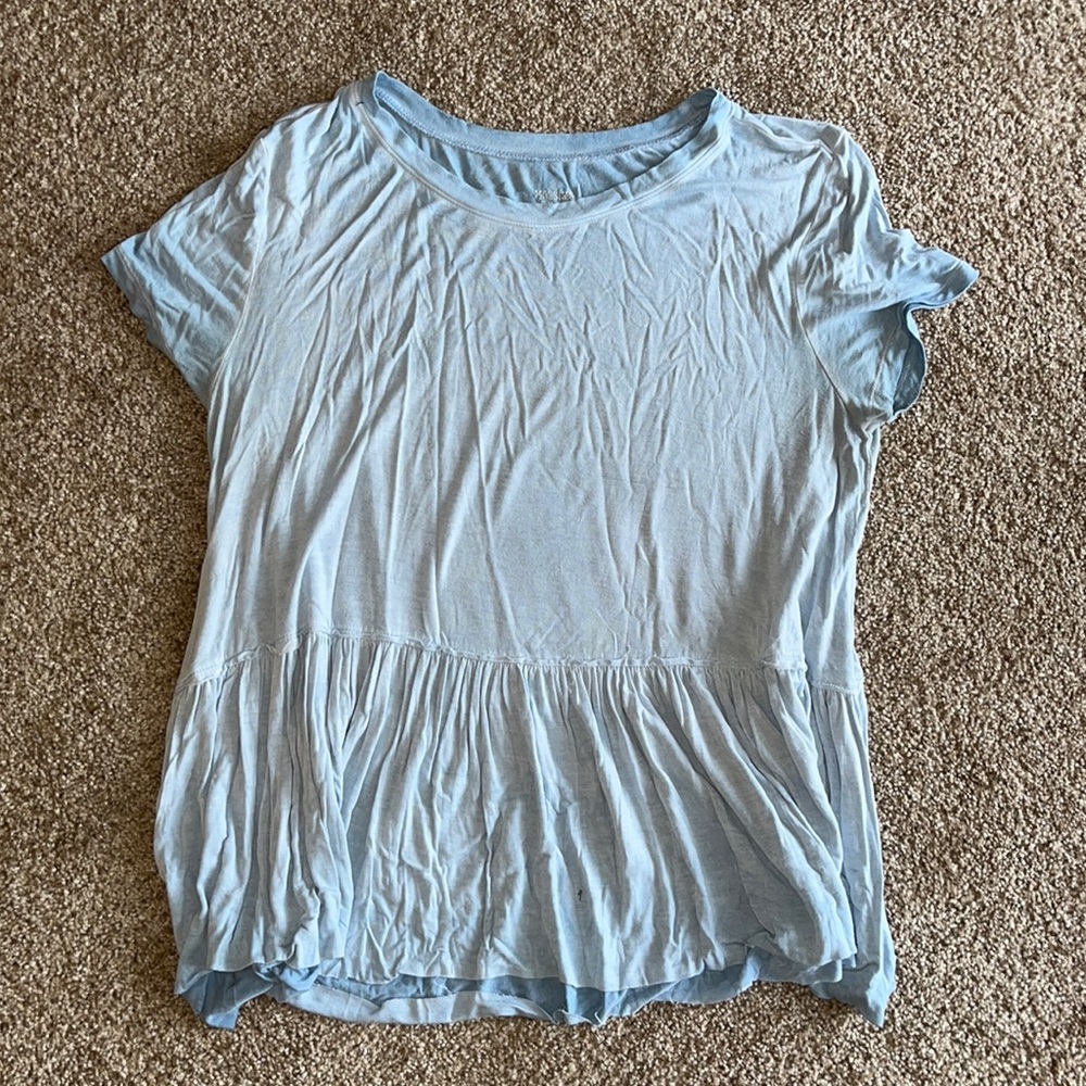 Light blue peplum t shirt size L